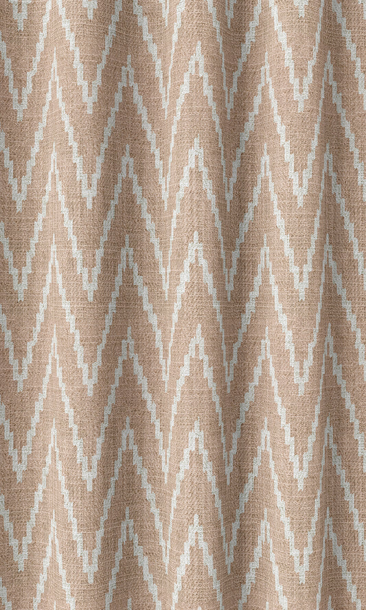 Modern Chevron Print Home Décor Fabric By the Metre (Blush Pink/ White)