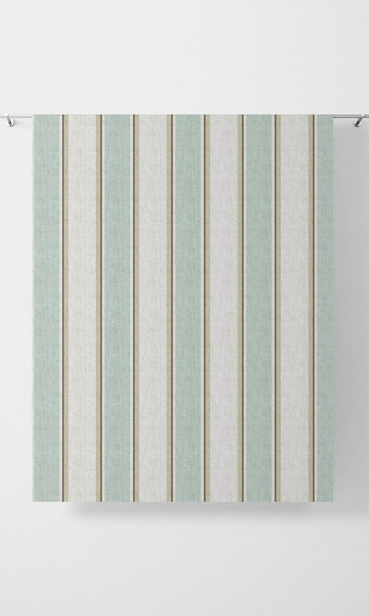 Modern Striped Home Décor Fabric By the Metre (Duck Egg Blue/ White)