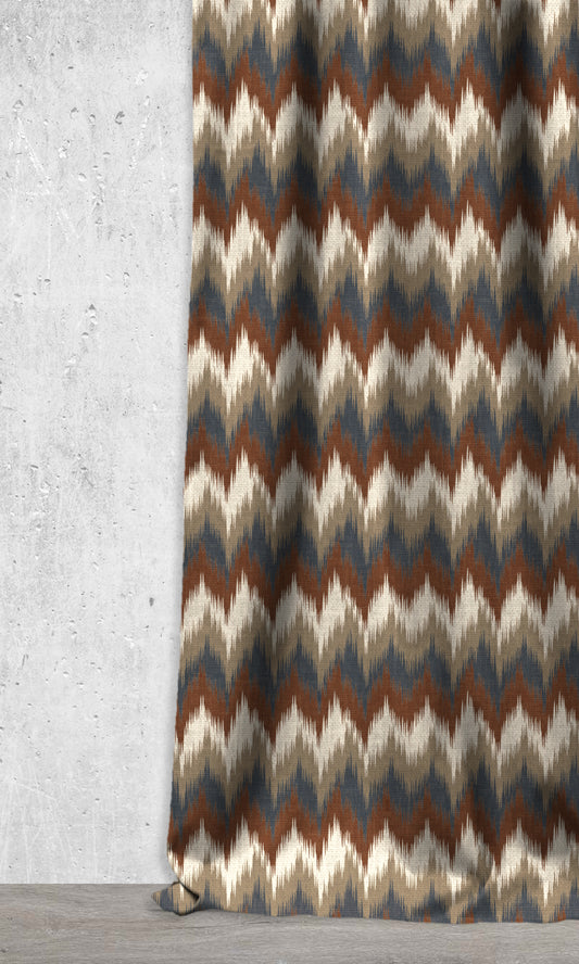 Chevron Patterned Ikat Shades (Rust Orange/ Blue)