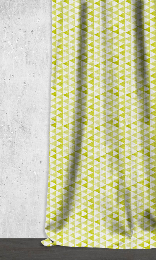 Custom Triagonal Home Décor Fabric Sample (White/ Green)