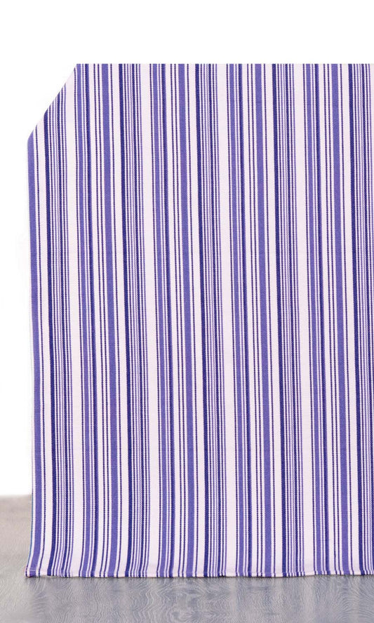 Striped Cotton Home Décor Fabric By the Metre (Violet/ Purple/ White)