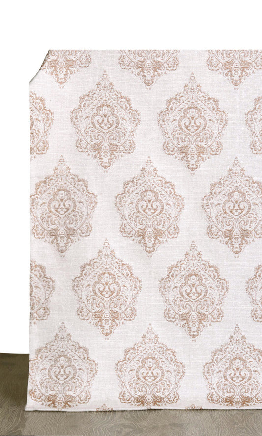 Patterned Home Décor Fabric By the Metre (White/ Mocha Brown)