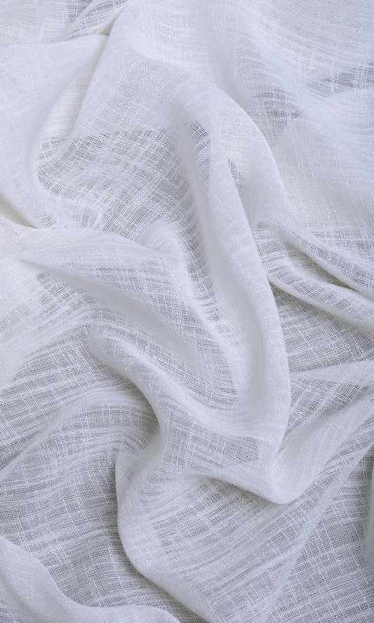 Linen White Sheer Home Décor Fabric By the Metre (White/ Ivory)