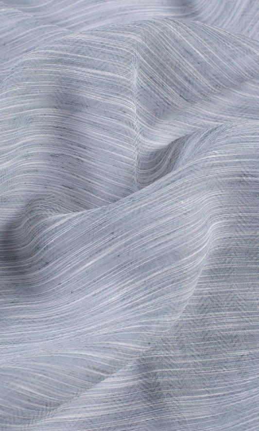 Textured Sheer Home Décor Fabric By the Metre (Grey/ Blue)