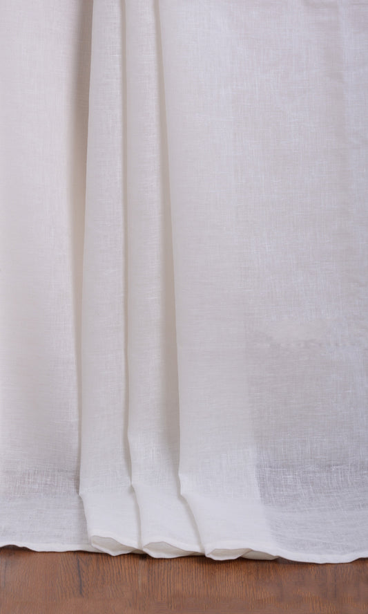 White Semi-Sheer Linen Home Décor Fabric By the Metre (White/ Ivory)