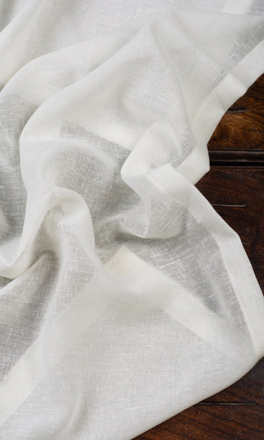 Plain Linen-Texture Sheer Home Décor Fabric Sample (White)