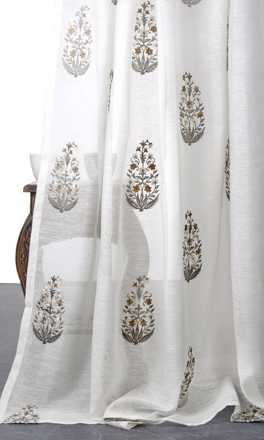 Floral Sheer Blinds (White/ Grey/ Brown)