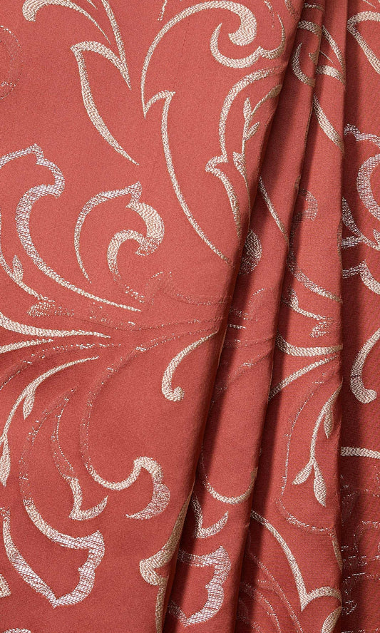 Red Tendrils Print Home Décor Fabric By the Metre (Red/ Orange)