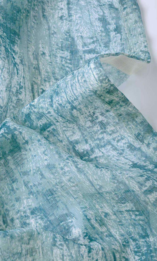Textured Sheer Home Décor Fabric By the Metre (Teal Blue)