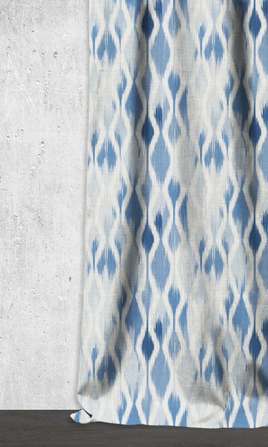 Ikat-Style Window Blinds (Eggshell White/ Blue)