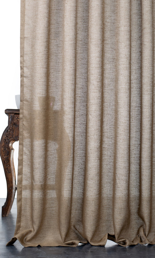 Textured Semi-Sheer Home Décor Fabric Sample (Caramel Brown)