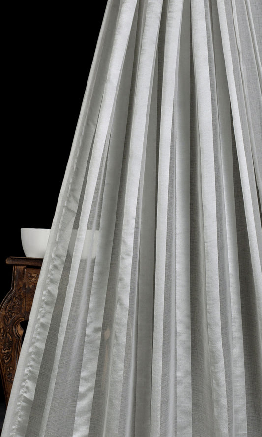 Striped Sheer Home Décor Fabric By the Metre (Grey)