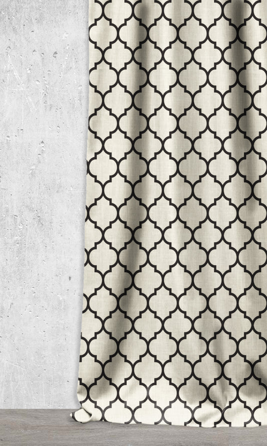 Geometrical Printed Roman Shades (Black/ Ivory)