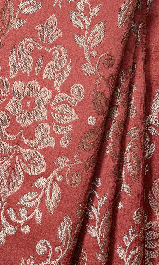 Red Damask Pattern Home Décor Fabric By the Metre (Red/ Orange)