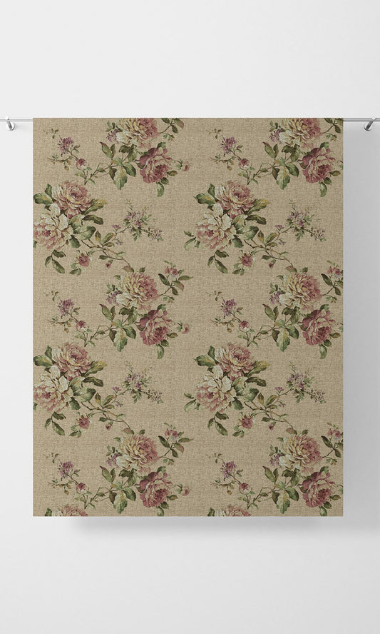 Floral Home Décor Fabric By the Metre (Ochre/ Green/ Red)