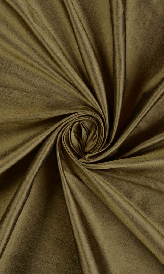 Shantung Silk Custom Home Décor Fabric Sample (Dark Olive Green)