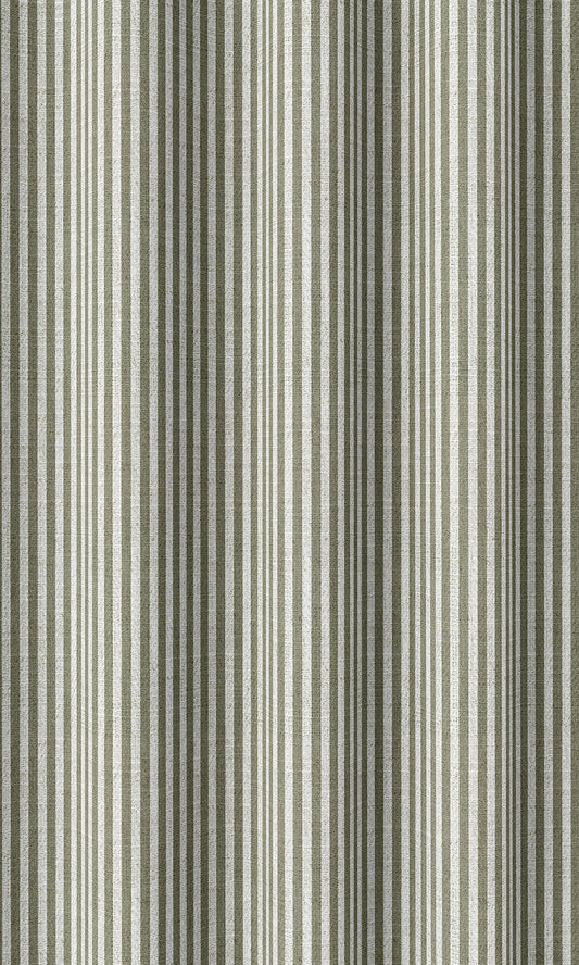Striped Print Roman Shades (Olive Green/ White)