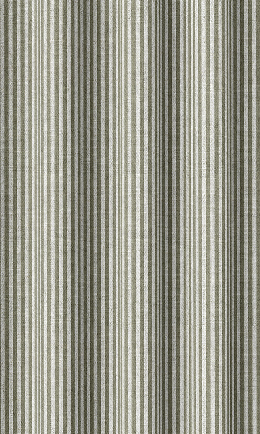 Striped Print Home Décor Fabric By the Metre (Olive Green/ White)