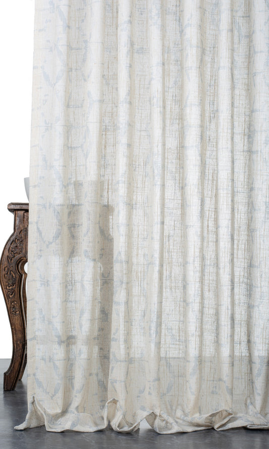 Abstract Patterned Sheer Window Shades (Cream / Grey)