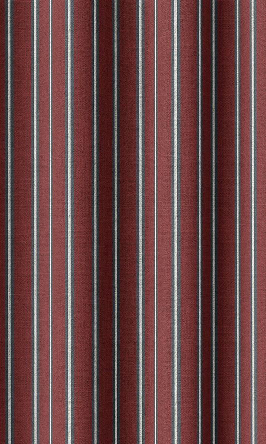 Modern Striped Custom Home Décor Fabric By the Metre (Slate Grey/ Red)