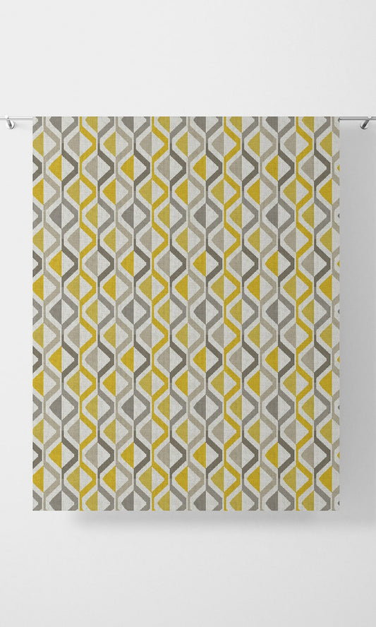 Geometric Striped Home Décor Fabric By the Metre (Yellow/ Grey)