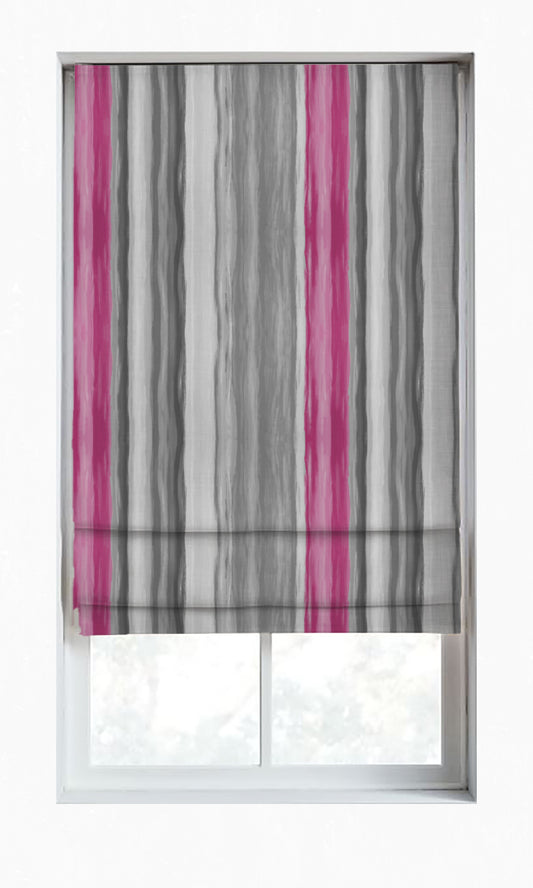 Dimout Striped Blinds (Grey/ Carnation Pink)