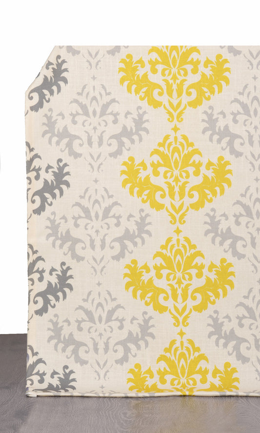 Damask Patterned Custom Blinds (Gray/ Yellow/ White)