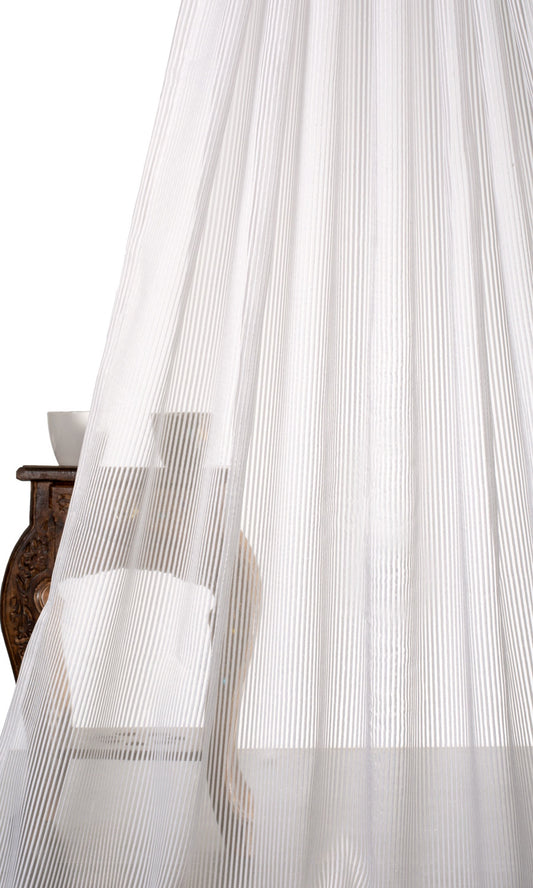 Striped Sheer Fabric Blinds (White) for Living, Bedroom, Kitchen, Bathroom