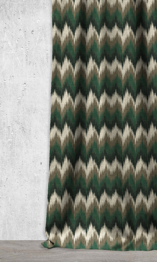 Chevron Patterned Ikat Roman Shades (Green)