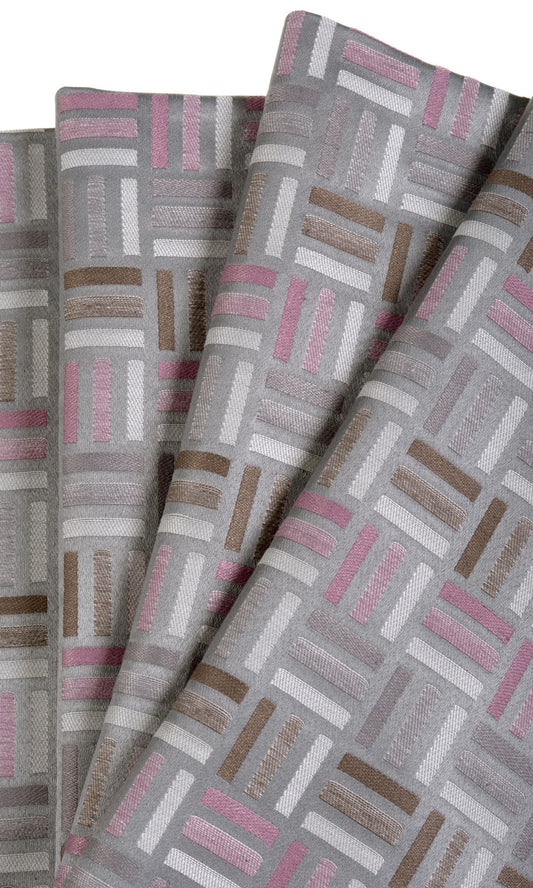 Geometric Patterned Jacquard Blinds (Pink/ Grey/ Brown)