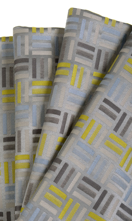 Geometric Patterned Jacquard Blinds (Grey/ Yellow)