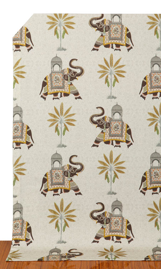 Printed Cotton Roman Shades (Beige/ Brown)