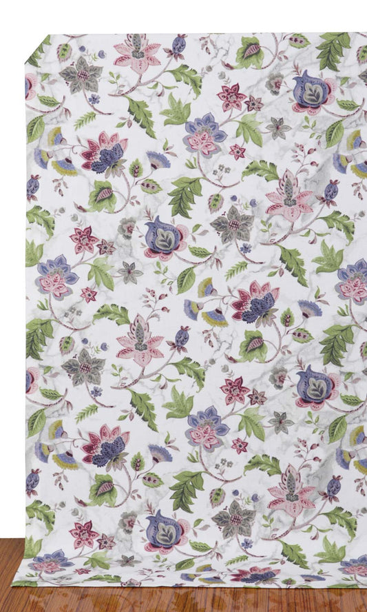 Floral Cotton Home Décor Fabric Sample (Purple/ Pink/ Green)