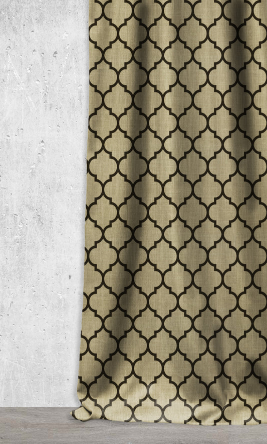 Geometrical Pattern Roman Shades (Black/ Khaki Brown)