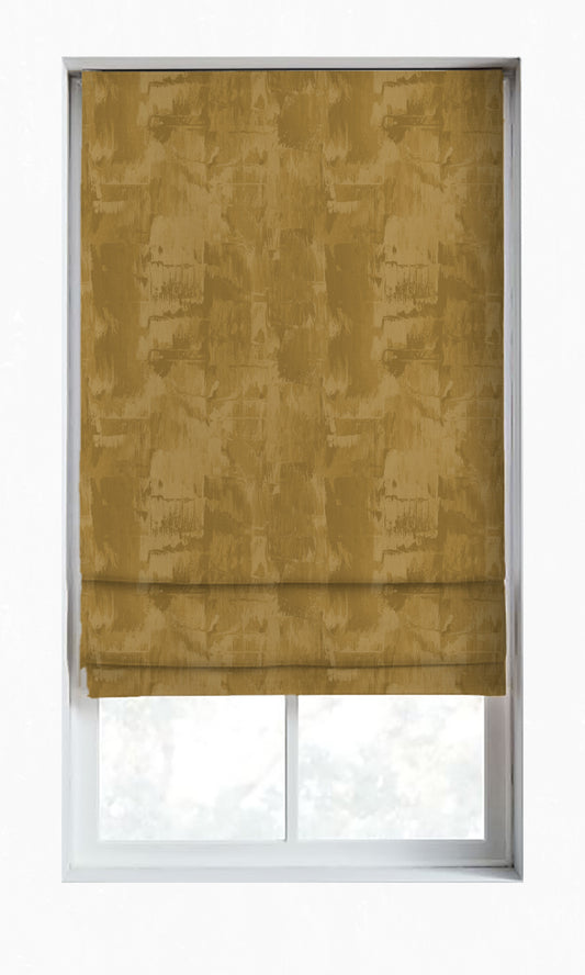 Dimout Striped Window Shades (Ochre Yellow/ Brown)