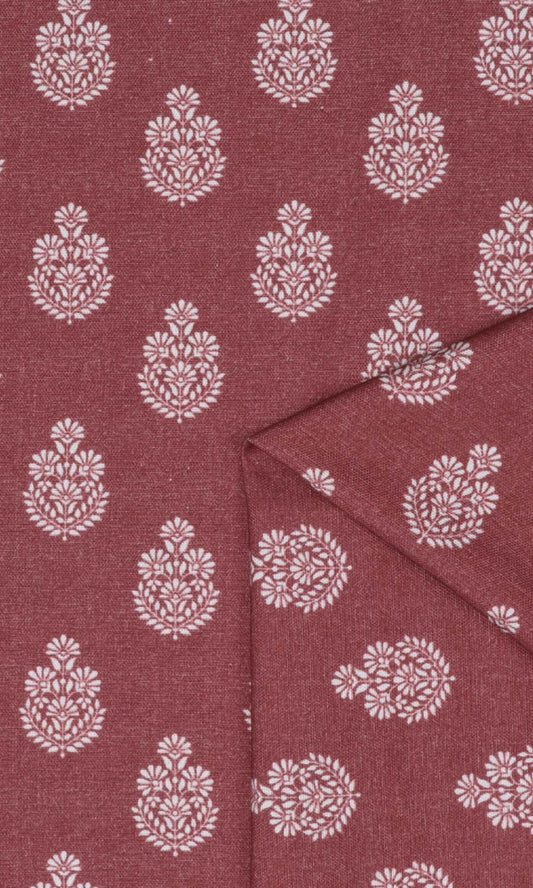 Floral Cotton Roman Shades (Maroon Red)