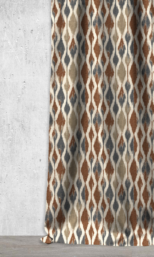 Ogee Patterned Ikat Shades (Orange/ Petrol Blue)