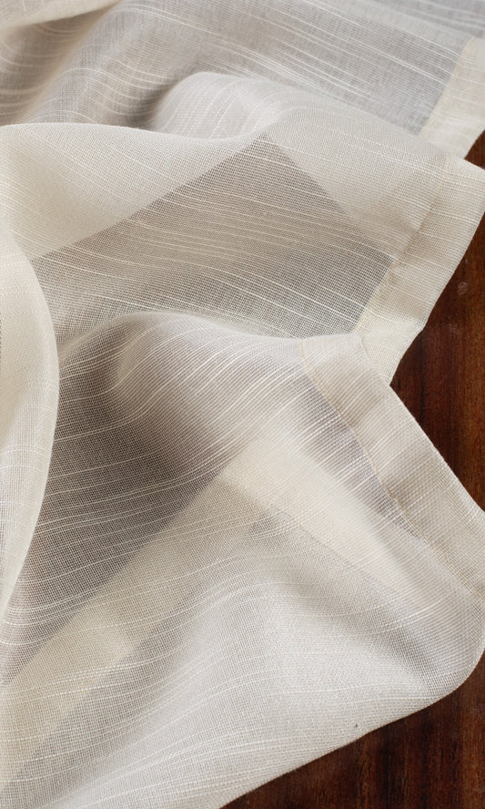 Textured Sheer Home Décor Fabric By the Metre (Pale Beige/ Warm Ivory)