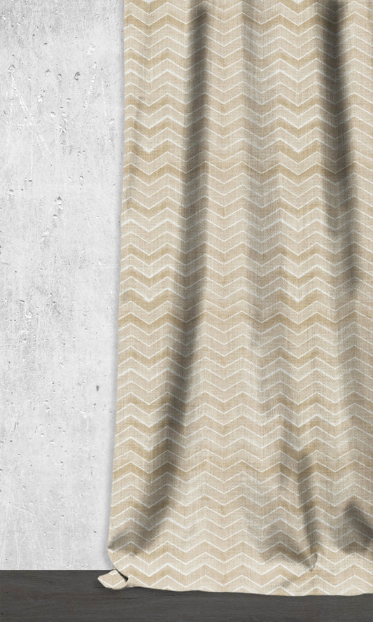 Chevron Print Home Décor Fabric By the Metre (Eggshell White/ Pale Brown)