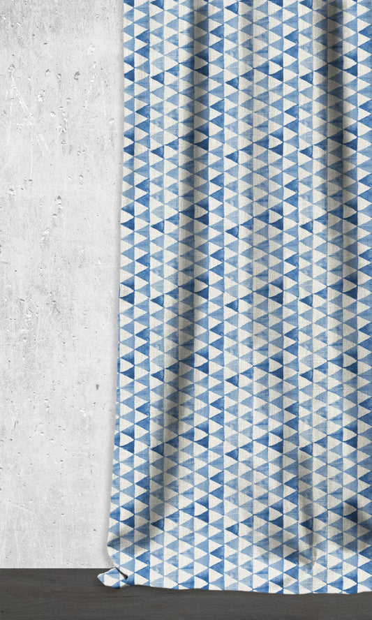 Custom Triagonal Home Décor Fabric By the Metre (Eggshell White/ Blue)