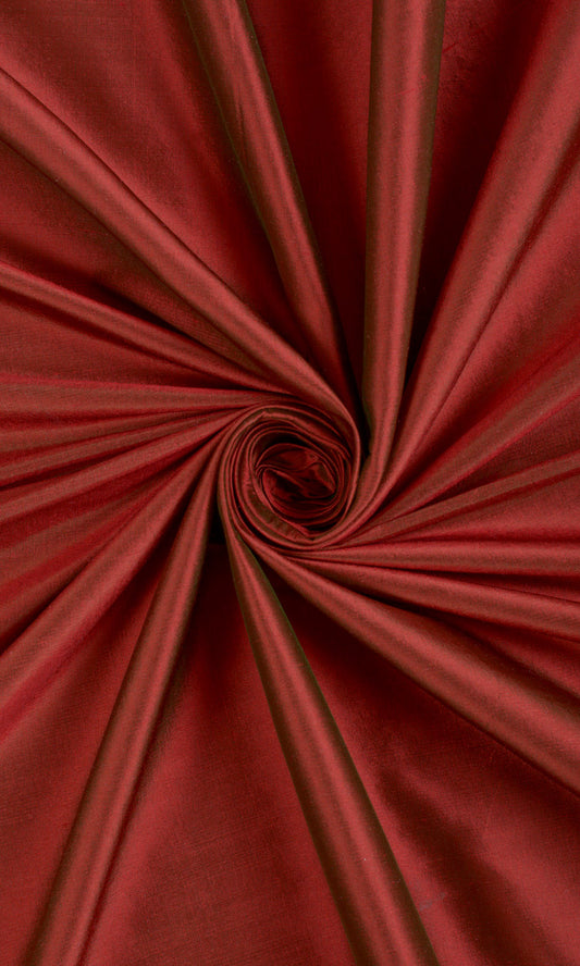 Plain Shantung Silk Custom Home Décor Fabric Sample (Copper Red)