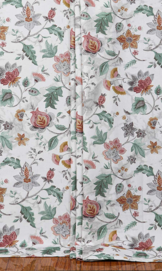 Floral Cotton Window Treatments Fabric By the Metre (Red/ Pink/ Green)