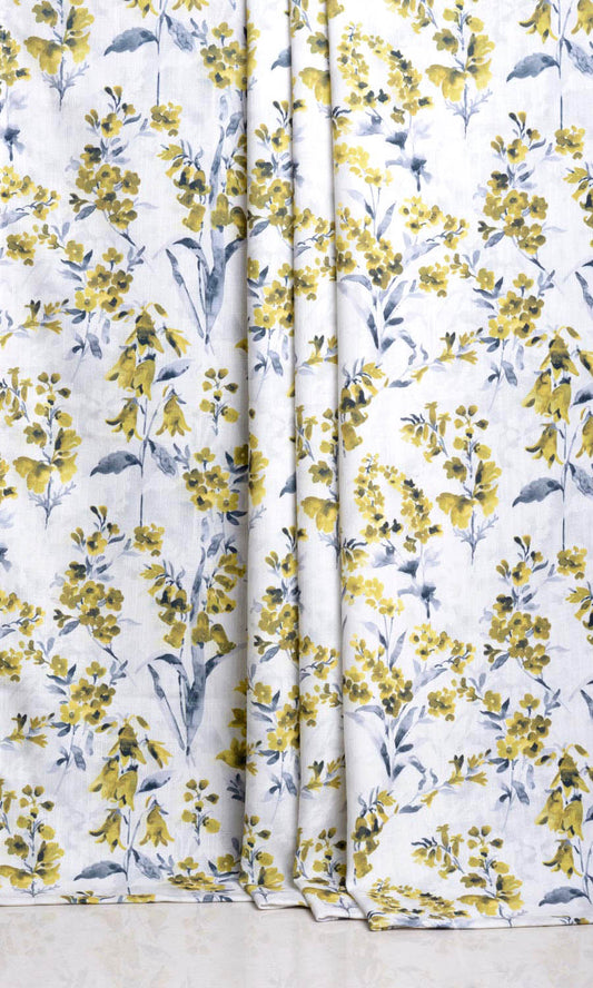 Floral Print Home Décor Fabric By the Metre (Yellow/ Gray)