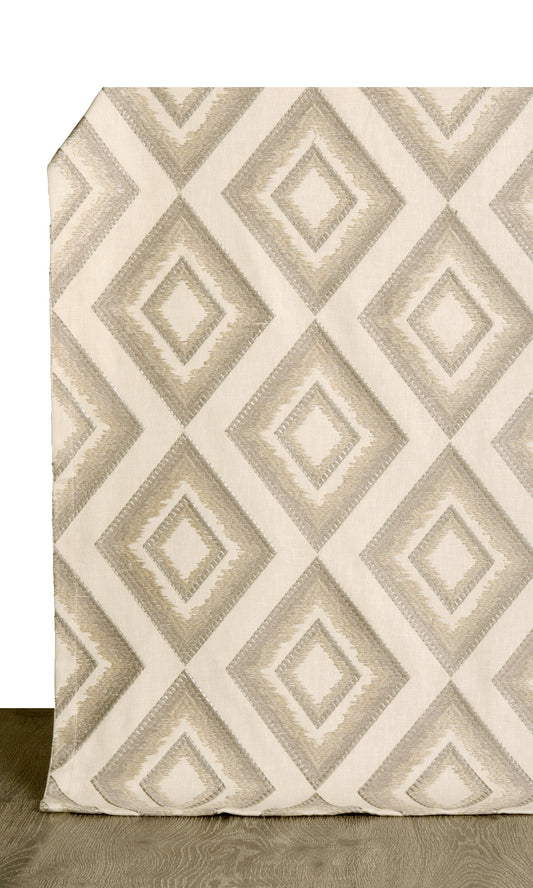 Diamond Patterned Home Décor Fabric By the Metre (Beige/ Brown/ Beige)