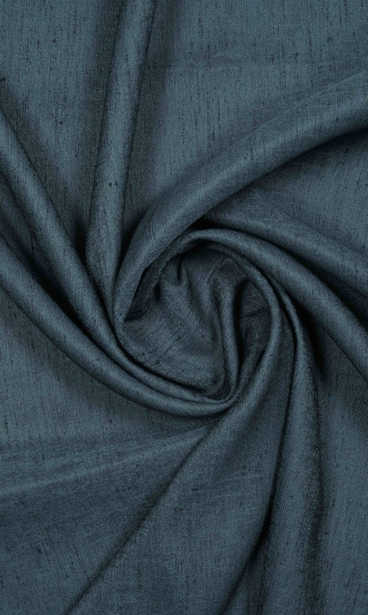Silk Blend Custom Size Window Home Décor Fabric By the Metre (Navy Blue)