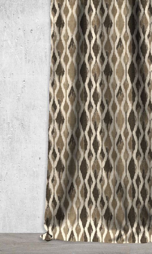 Ogee Patterned Ikat Shades (Tan/ Coffee Brown)