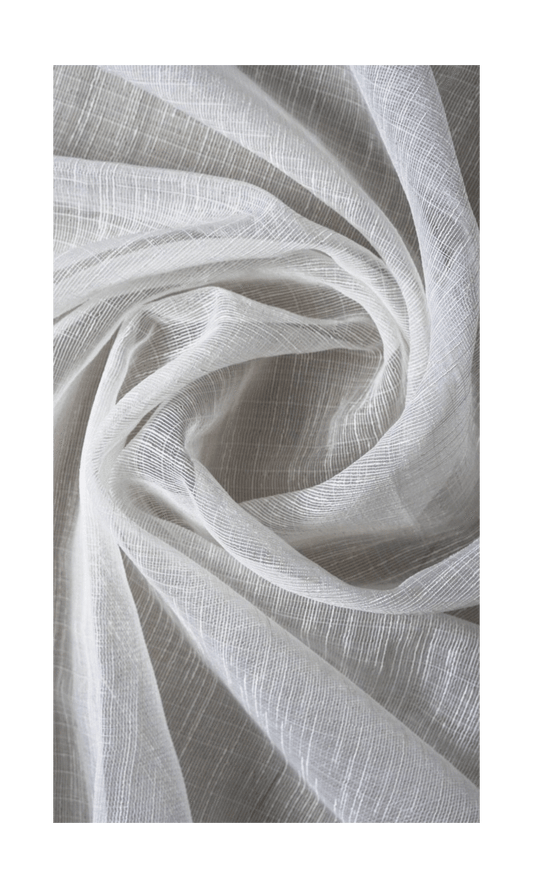 Textured White Sheer Home Décor Fabric By the Metre (White)