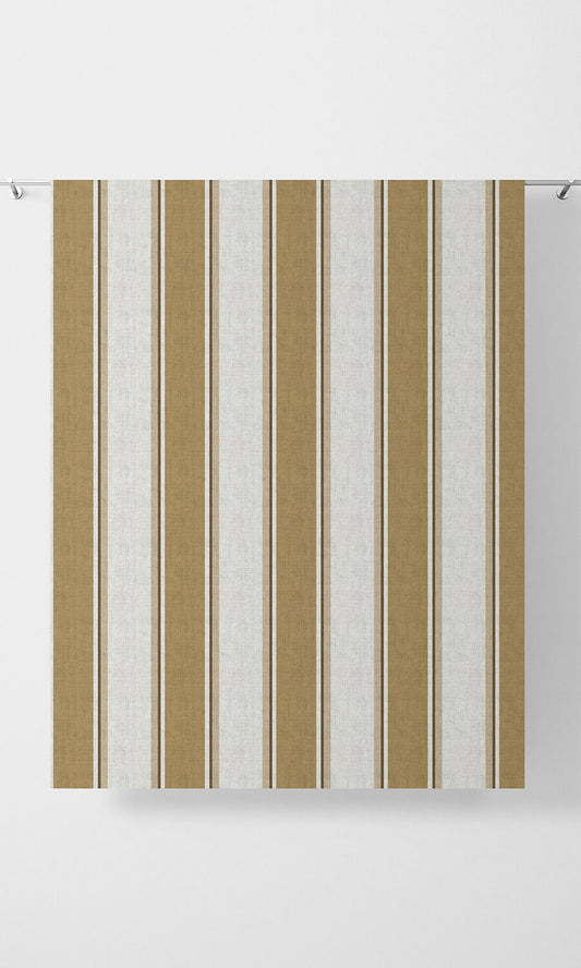 Striped Home Décor Fabric By the Metre (Ochre Yellow/ White/ Brown)