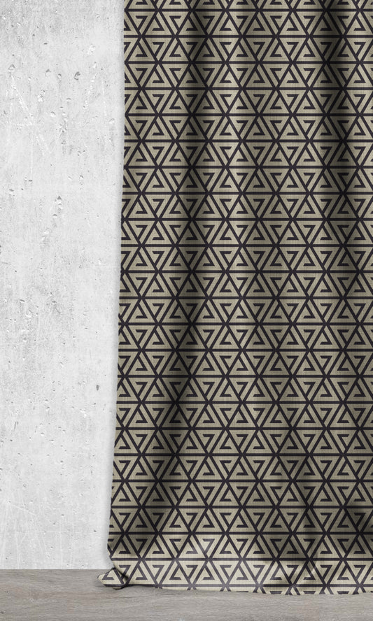 Geometrical Pattern Roman Shades (Black/ Stone Grey)