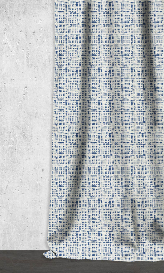 Custom Home Décor Fabric Sample (Eggshell White/ Blue)